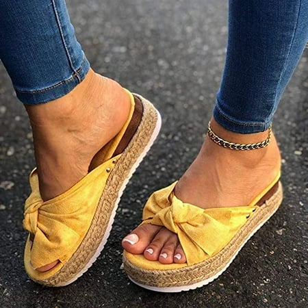 

Women s bow tie Topic Open Toe Buckle Ankle Strap Espadrille Synthetic sandals sandals-yellow-X-Small
