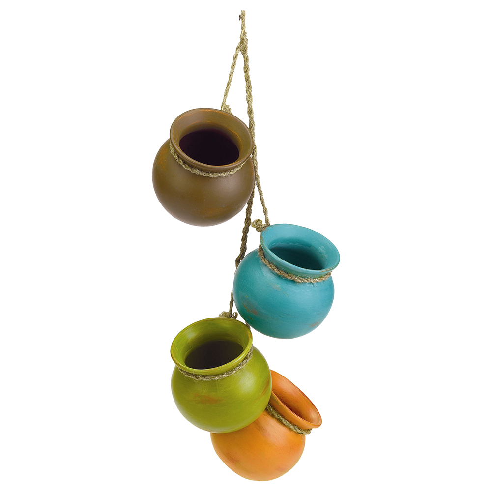 Fennco Styles Home Decor Mini Ceramic Pot Set (Southwestern Hanging