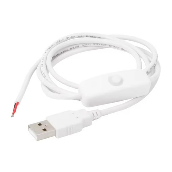 1M USB Power Cable with On/Off Switch 2-Pin DIY Charging Wire for LED Strips Electronics Male USB 2.0 Type A Connector