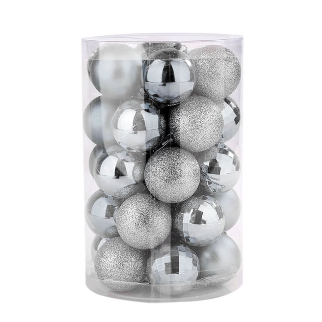 Generic 34-Piece 4cm Christmas Ornament Set in Gold, Blue, Silver for Tree Decoration, Polystyrene Plastic, 200g Package