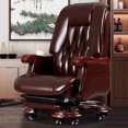 thumbnail image 3 of Solid Wood Office Chair Organizer Elastic Leather  Adjustable Executive Roller Office Chair Swivel Luxury Chaises Furniture My Lux Decor Round, 3 of 29