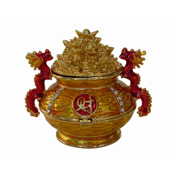 Bejeweled Wealth Pot with Dragons