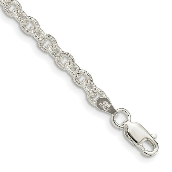 Diamond2Deal 925 Sterling Silver 3.75mm Fancy Rolo Chain Bracelet for Men 6"