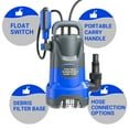 thumbnail image 6 of Sump Pump Submersible Water Pump 1HP 3700GPH with Float Switch Portable Water Transfer Pump Electric for Pool Draining Hot Tub Basement Utility Pumps, 6 of 9