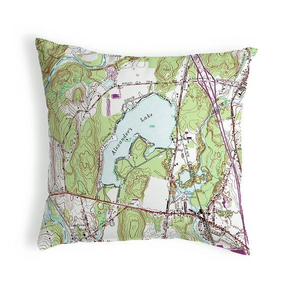 Betsy Drake KS469 12 x 12 in. Alexanders Lake, CT Nautical Map Non-Corded Indoor & Outdoor Pillow