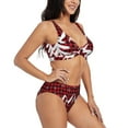 thumbnail image 2 of Kdxio Christmas Buffalo Plaid Print Women's 2 Piece High Waisted Wrap Spaghetti Strap Summer Swimsuit Bikini Set-Large, 2 of 7