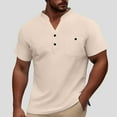 thumbnail image 4 of MIXUE Shirts For Men Summer Solid Color V Neck Short Sleeve Casual Pullover Tops T Shirts Holiday Wear,Beige,XL, 4 of 4