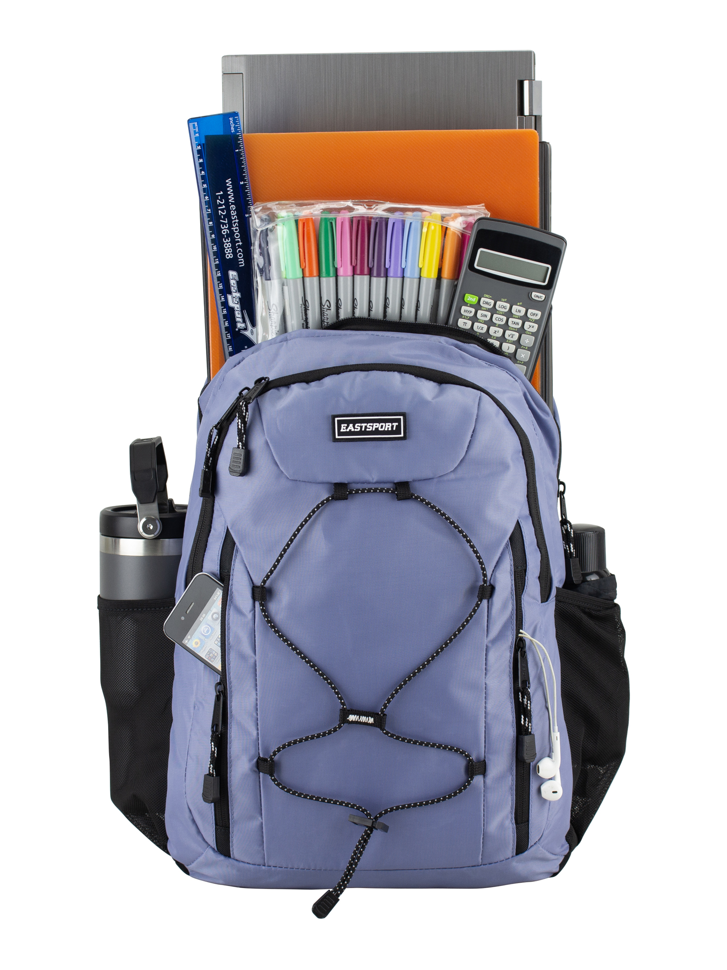 Eastsport Unisex Axis Sport 18.5" Bungee Backpack, Dark Denim
