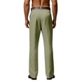thumbnail image 4 of Mens Pleated Wide Leg Dress Pants, Loose Fit Business Casual Trousers Classic Formal Wear Bottoms with Belt Loops Army Green L, 4 of 4