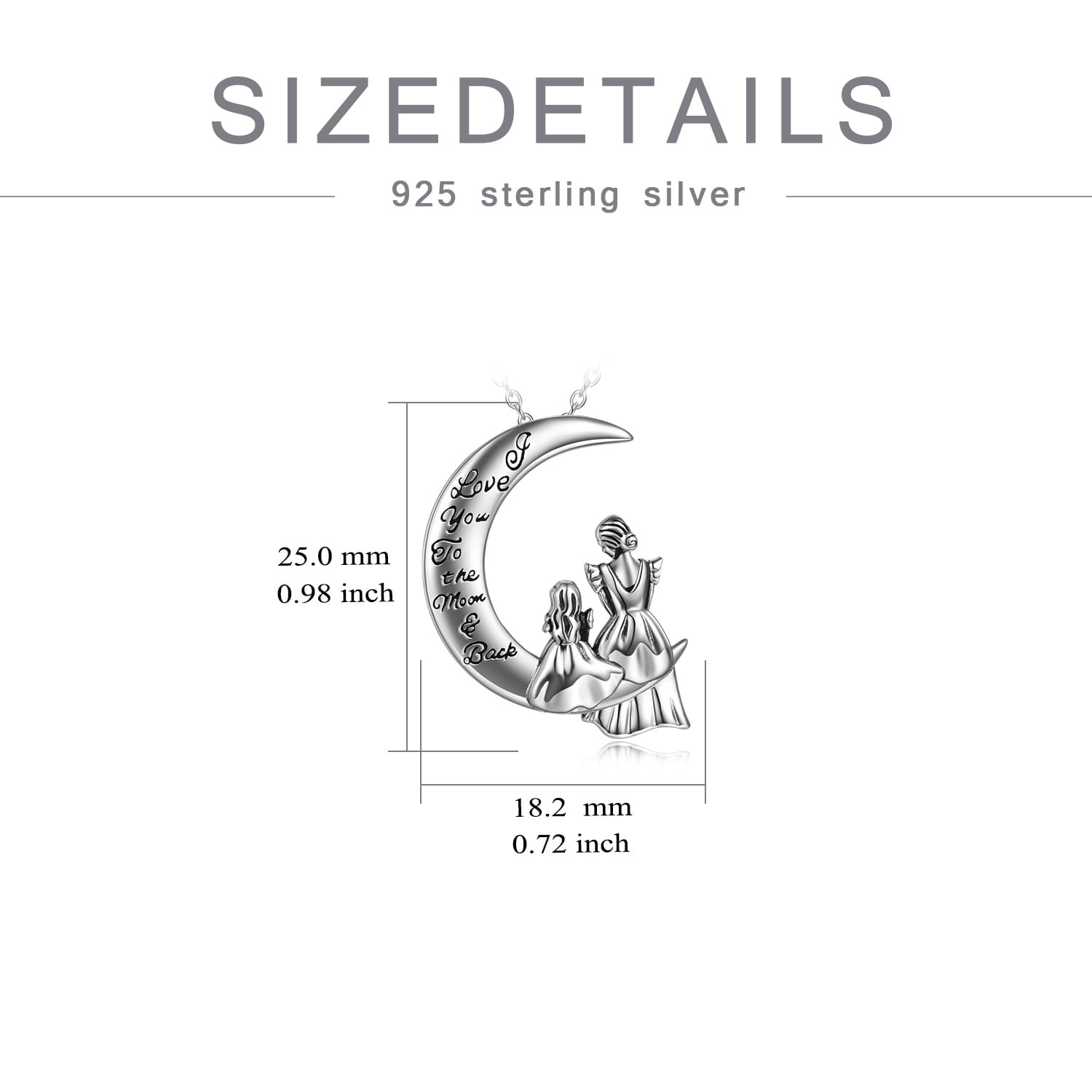 WINNICACA S925 Sterling Silver Mother Daughter Necklace Moon Pendant Jewelry Mothers Day Gifts for Mom from Daughter