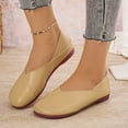 thumbnail image 6 of Miluxas Women’s Ballet Flat Shoes Dress Shoes Retro Solid Color Round Toe Slip on Ballerina Flats for Woman Low Wedge Comfort Soft Khaki 9.5(43), 6 of 9