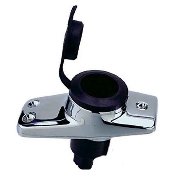 Perko 1059P00DP Chrome-Plated 2-Pin Plug-In Light Base with 16° Rake - 3-3/4" x 1-5/8" Base