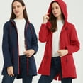 thumbnail image 4 of Chaquetas largas para mujer con bolsillos en la capucha Abrigo cortavientos con cremallera Abanopi Rojo/Grande, 4 of 7