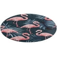 thumbnail image 4 of Flamingo Pattern Soft Bedroom Round Area Rug, Washable Cute Nursery Circle Throw Mat, Non-Slip Contemporary Small Low Pile Floor Carpet for Dorm Bedside, 4 of 6