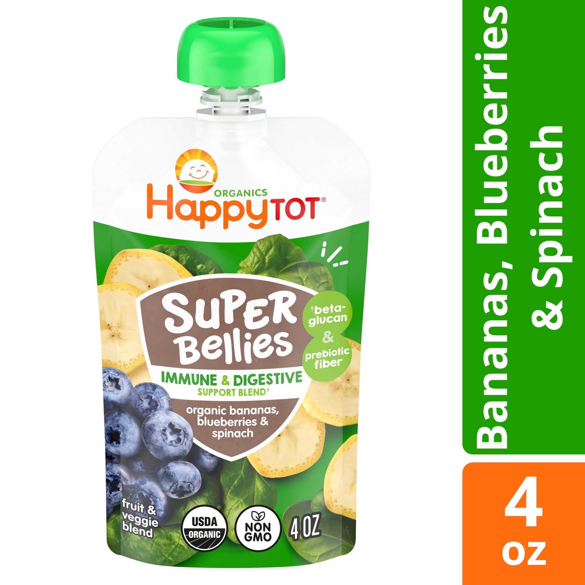 Happy Tot, Stage 4 Organic Baby Food, Bananas, Spinach & Blueberries, 4 oz. Pouch