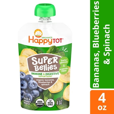 Happy Tot, Stage 4 Organic Baby Food, Bananas, Spinach & Blueberries, 4 oz. Pouch