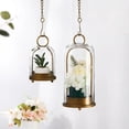 thumbnail image 3 of Taotanxi 5" & 4" Wide Versatile Metal Candle Holder In Antique Brass With Handmade Thick, Heavy & Sturdy Glass Dome For Pillar Candle, Industrial, Modern, Shelf, Mantel, Veranda, Porch (Brass), 3 of 7