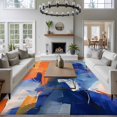 thumbnail image 3 of 5'x7' Area Rugs, Orange Blue Oil Painting Indoor Outdoor Area Rug for Living Room Bedroom, Modern Abstract Geometric Washable Bathroom Rugs Kitchen Floor Carpet Mats Home Decor Aesthetic, 3 of 8