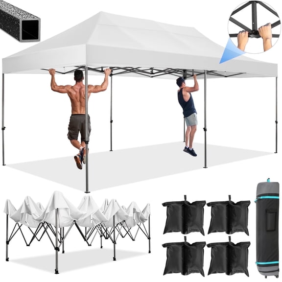 SANOPY 10 x 20 FT Heavy Duty Pop up Canopy Tent Ez Up Commercial Outdoor Canopy Wedding Party Tents for Parties All Season Wind & Waterproof Gazebo with Roller Bag