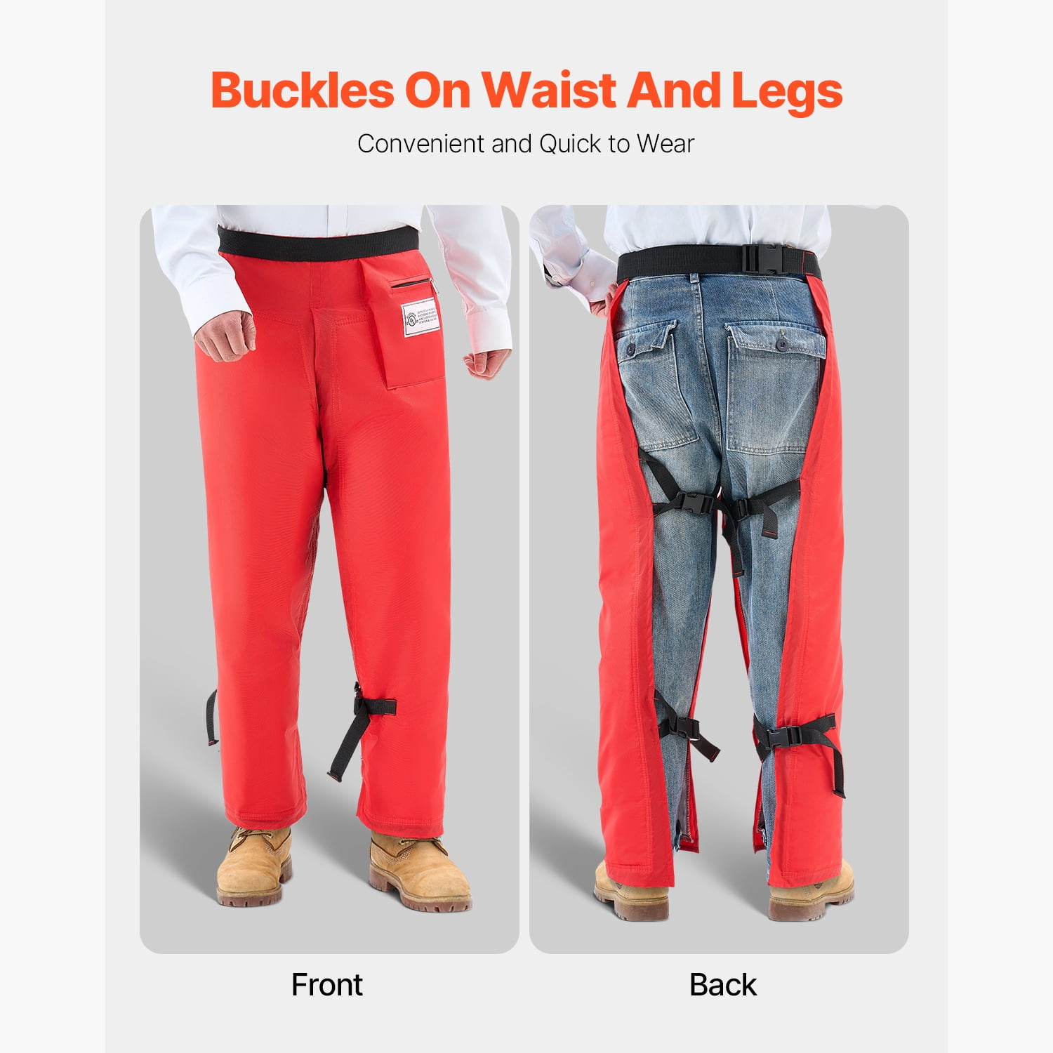 KFFKFF Apron-Style Chainsaw Chaps, Class C, 8-Layer Protective Pants with Adjustable Belt & Storage Pocket, Safety Gear for Chainsaw Users, Suitable for Men and Women, Small