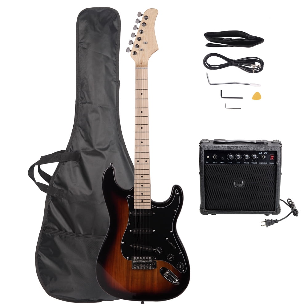 Lowestbest Electric Guitar for Starter Beginners, Music Lovers Kids Gift Musical Instrument Guitar for Kids, Brown Stylish Practice Acoustic Guitar Set for Child Boys Girls