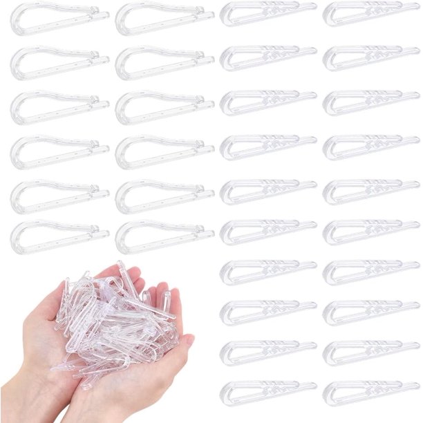 100 pinzas transparentes en forma de U de plástico, 2 estilos diferentes. Pinzas para corbata, cuello y ropa. Pinzas transparentes para camisa.