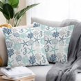 thumbnail image 2 of Teal Blue Coastal Throw Pillow Covers 16x16 Inch Set of 2, Summer Beach Coral Shell Ocean Waterproof Outdoor Pillow Covers, Decorative Cushion Pillowcases for Couch, Sofa, Bed, Garden, Patio, 2 of 9