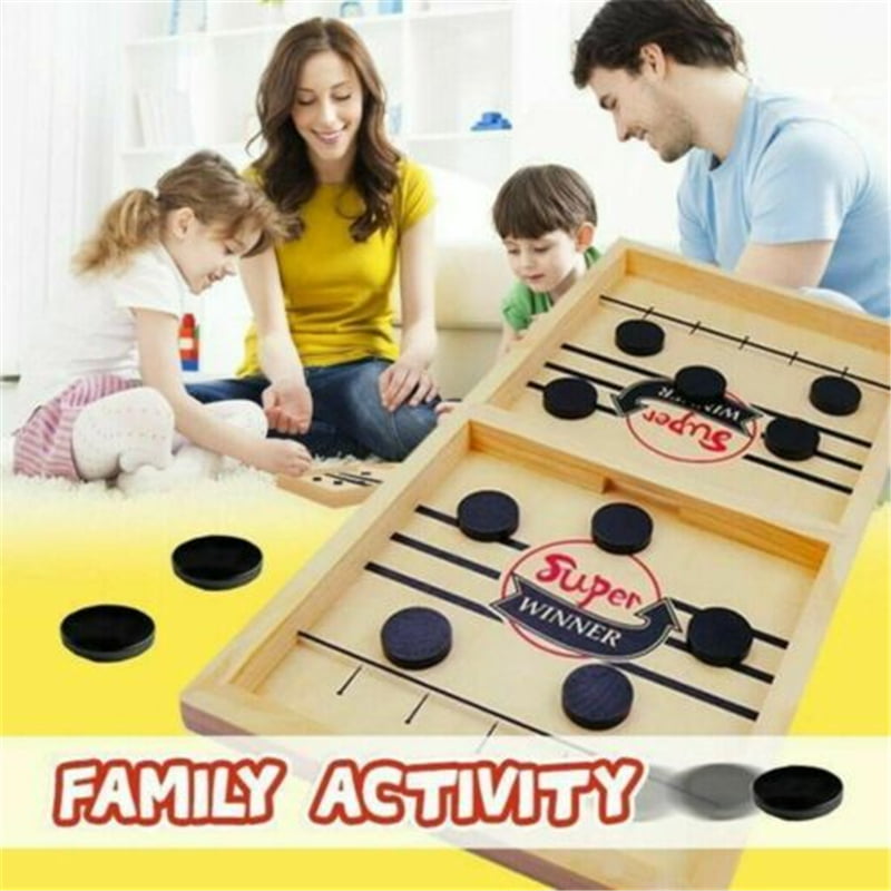 Fun Family Fast Sling Puck Game Wooden Board Table Game Toys Party Hockey U6N4 