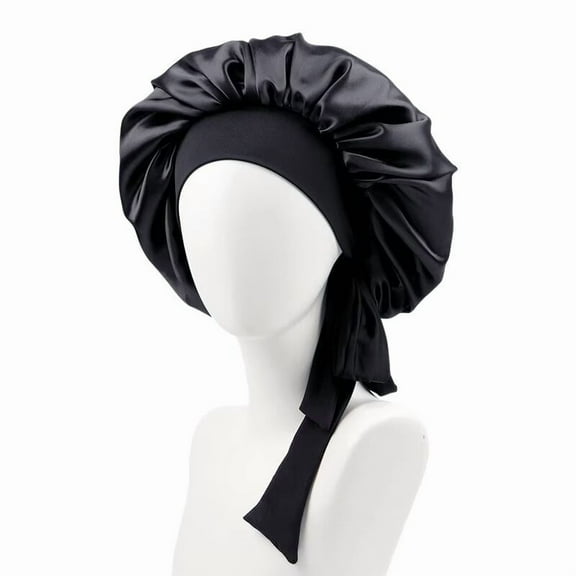 AmaMary Satin Silk Bonnet for Sleeping Women, Large Long Strap Tie Band Adjustable Sleep Night Cap Hair Bonnet Wrap for Women