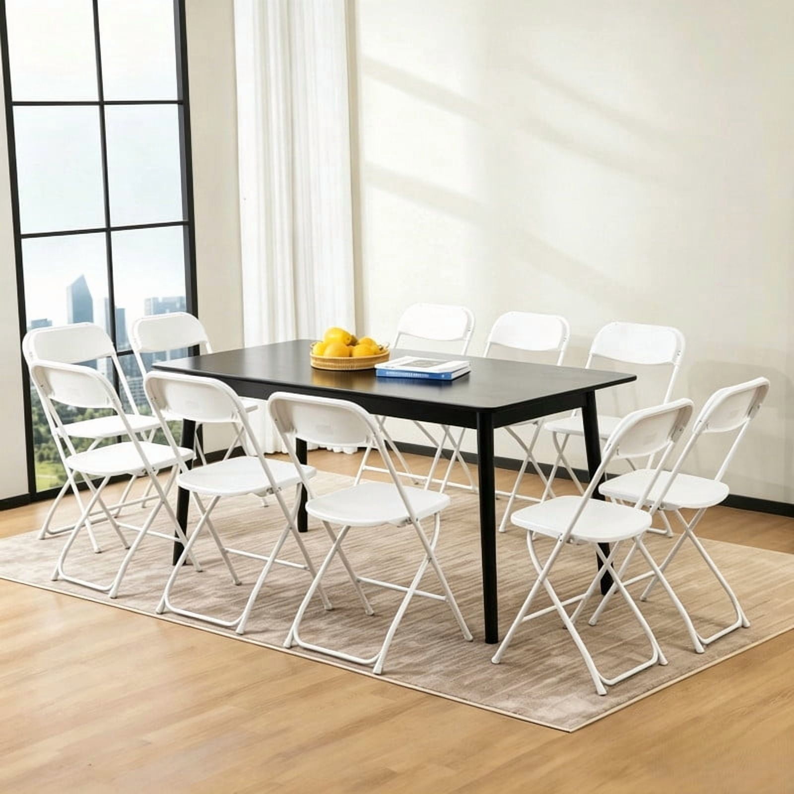 Kelno 10 Pack Plastic Folding Chair Lightweight Portable Chair, White