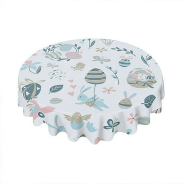 Eveokoki Easter Round Tablecloth 60 inch Diameter Funny Happy Easter Table Cloths Spill Proof Wrinkle Table Cloth for Kitchen Dining Decoration Holiday Parties