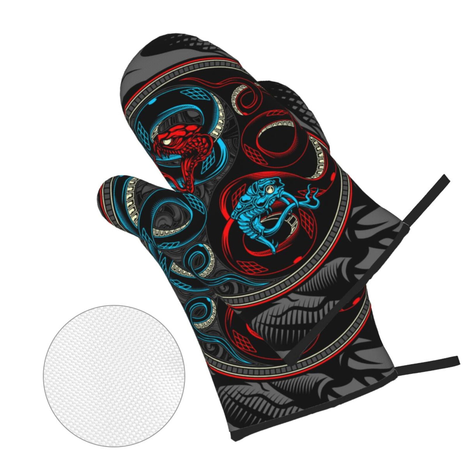 Satan Snake Ying Yang 4Pcs Oven Mitts and Pot Holders Sets Oven Kitchen Gloves Hot Pads for Cooking BBQ Baking Grilling