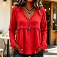 thumbnail image 2 of Women Long Sleeve Fringe Tops Western Outfit V Tops Neck Tops Oversized Shirts Flowy Tops Summer Work Top Cute Long Sleeve Tops Cute Tops Fall Outfits Layering Tops Lightweight Top, 2 of 5