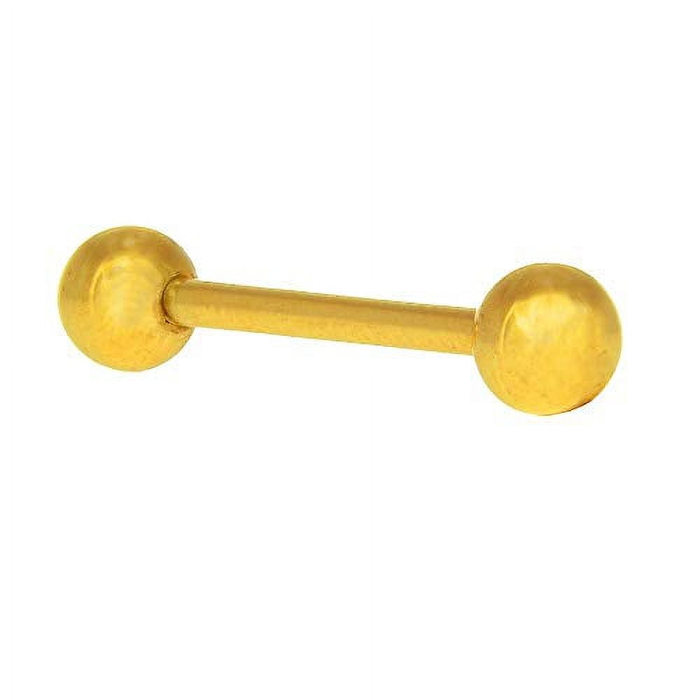 JewelStop 14k Solid Gold Yellow Barbell Tongue Ring Body Jewelry