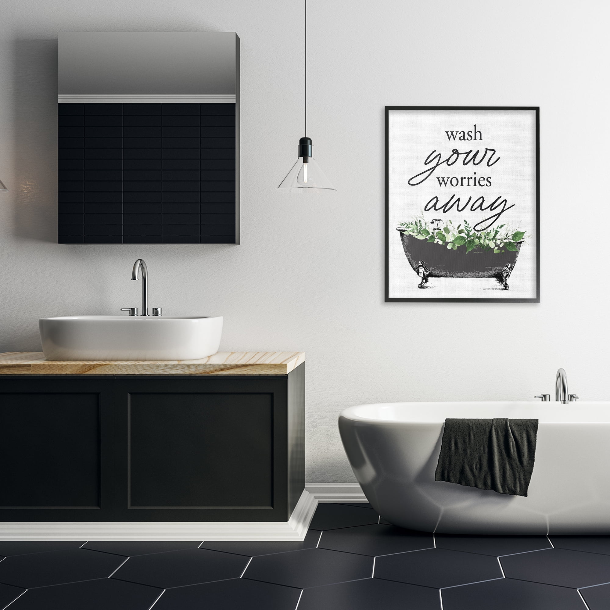 Wash Worries Away Herbs Black Framed Giclee Art, design by Lettered and Lined