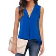 thumbnail image 1 of Chaleco con cuello en V para mujer, camiseta sin mangas, camisa informal de poliéster de verano, lavable a máquina, 1 of 6