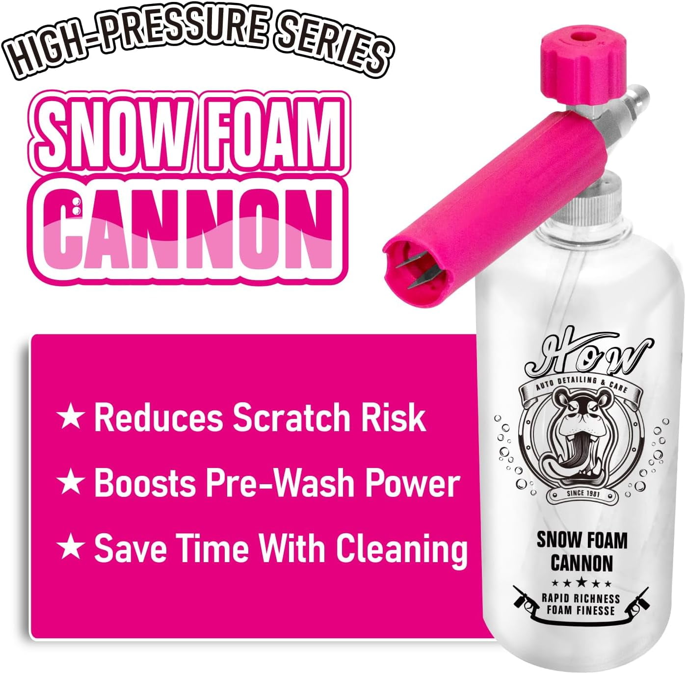 ..1 Snow foam sprayer, car foam spray, suitable for high-pressure washers, with 1/4 inch quick connector and adjustable nozzle
