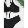 thumbnail image 5 of Hotian Women Self Tie High Cut Bikini Set Drawstring High Leg Swimsuits Black L, 5 of 6