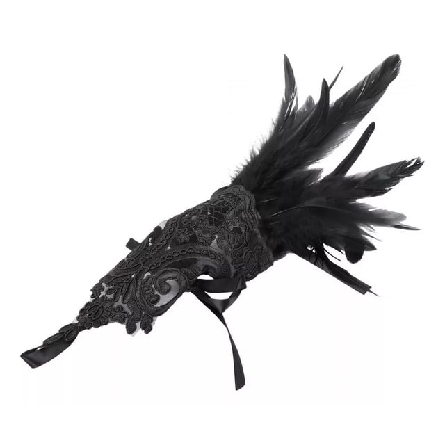 Guantes Largos De Encaje De Plumas Sintéticas Negras Para