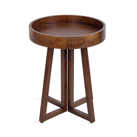Kate and Laurel Avery Mid-Century Modern Wooden Round Side Table, 18 x 22, Walnut Brown, Circle End Table for Use as Bedroom Night Stand or Living Room Table Option