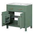 thumbnail image 2 of 30-inch Green Bathroom Vanity with Ceramic Sink, Sturdy Solid Wood Frame / Soft Close Doors, Versatile Storage for Modern Bathrooms, 2 of 5