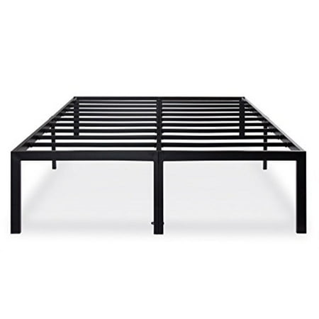olee sleep 18 inch tall heavy duty steel slat/ anti-slip support/ easy assembly/ mattress foundation/ maximum storage/ noise free/ no box spring needed, black