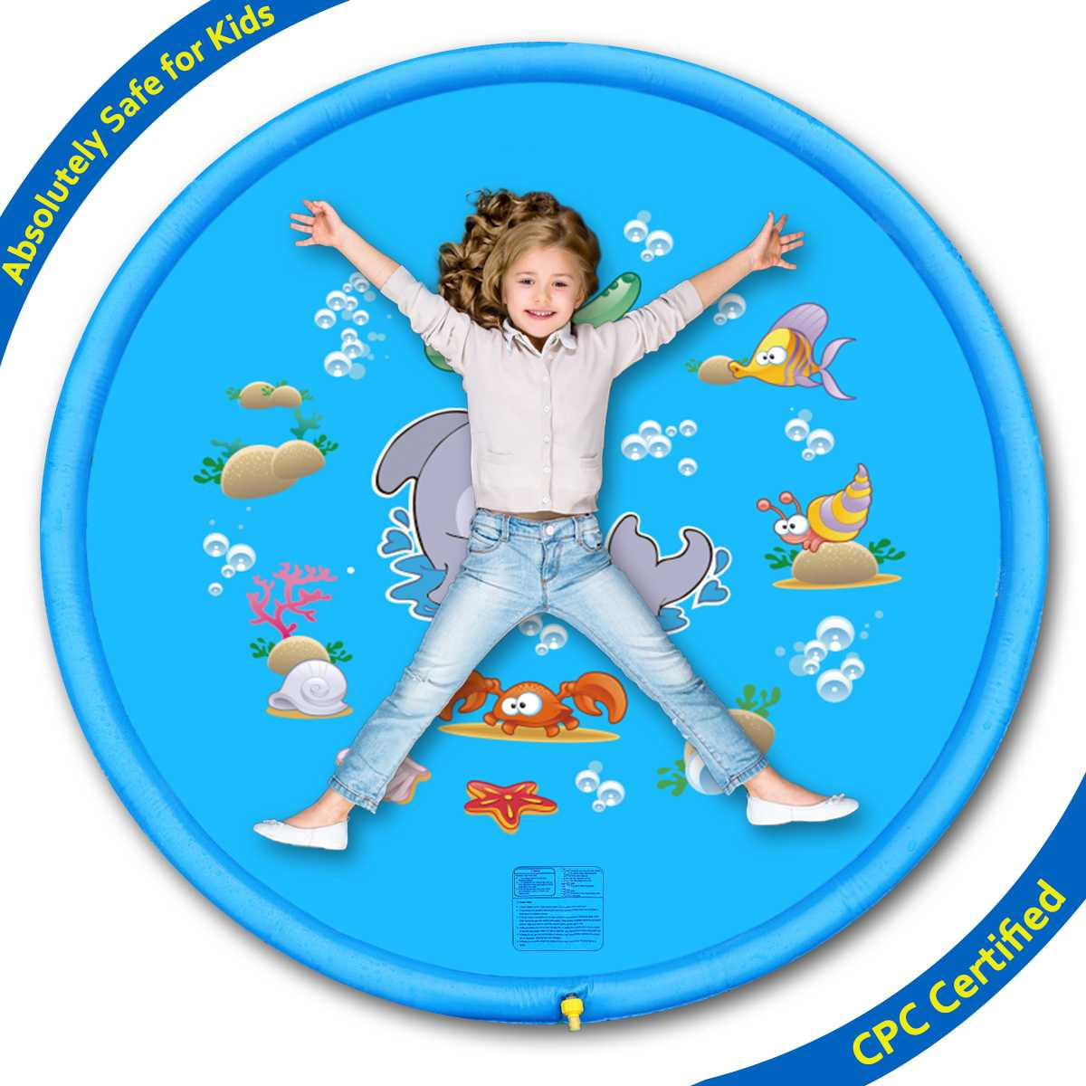 Huge 68″ Splash Water Play Mat for Little Kids & Toddlers, Water Sprinkler, Water Inflatable Wading Pool for Summer Fun Outdoor Water Toys for Boys & Girls, Dolphin