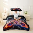 thumbnail image 2 of Castle Fairy Neon Race Car Twin Bedding for Boys, Checkered Flag A Duvet Cover Set for Bedroom, Red Blue Black,Black Reversible,2pcs,No Comforter, 2 of 6