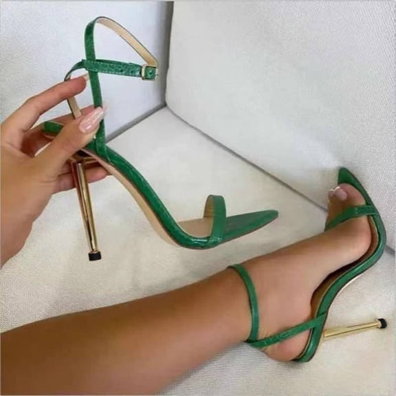 Dlongli Women’s Crystal Stilettos Heeled Sandals, Point Open Toe Strappy Sexy High Heels Ankle Strap Buckle Heels for Party Wedding Dress Daily Wear Shoes