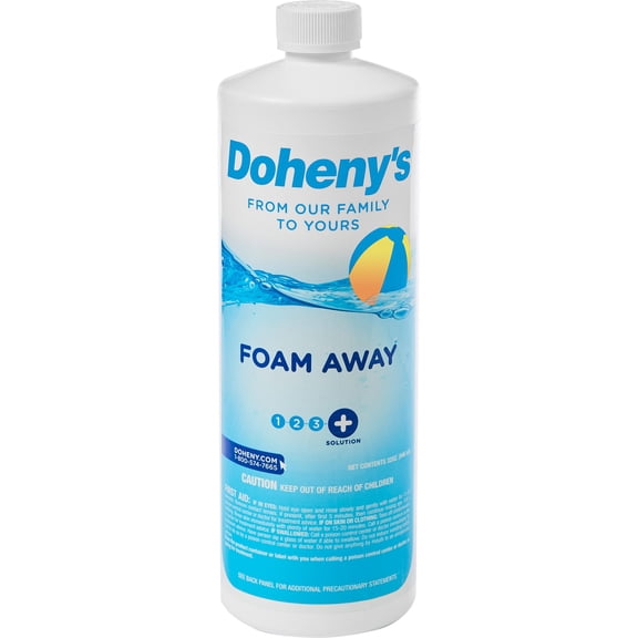 Doheny's Foam Away for swimming pools and Hot Tubs- 1 Qt - Powerful Defoamer Eliminates and Prevents Foaming and Sudsing in Pool and Spa Water - Pool and Spa Chemicals