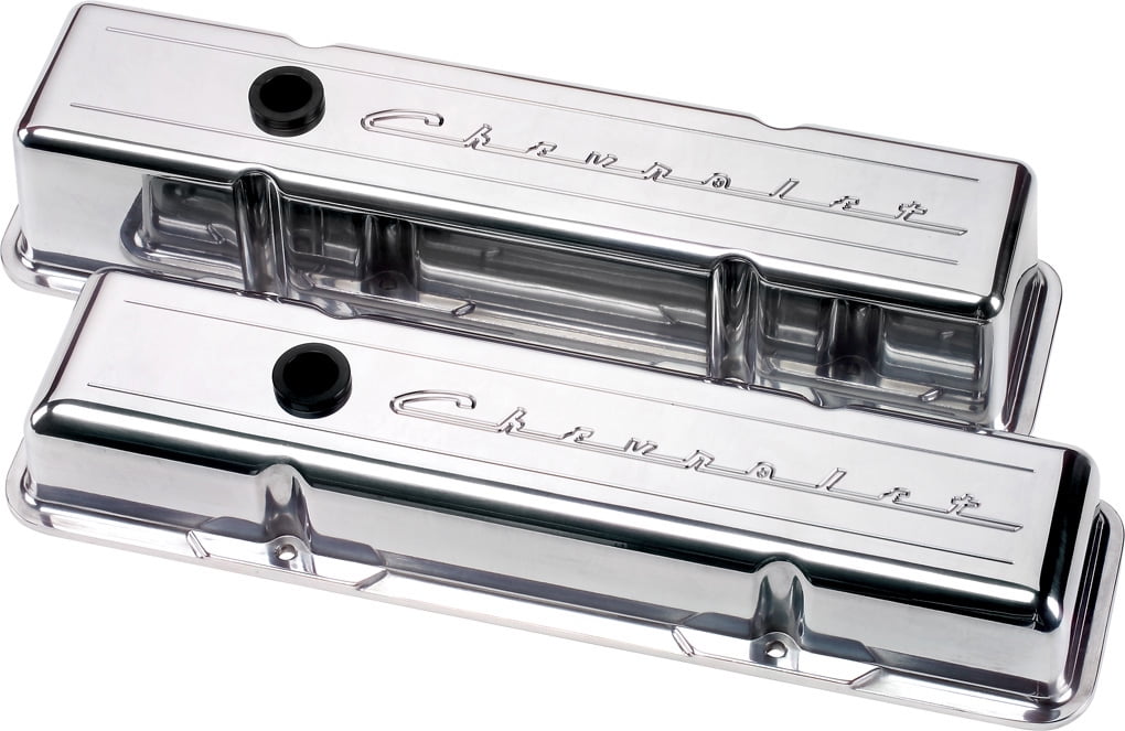 NEW BILLET SPECIALTIES SCRIPT POLISHED ALUMINUM SHORT VALVE COVER SET