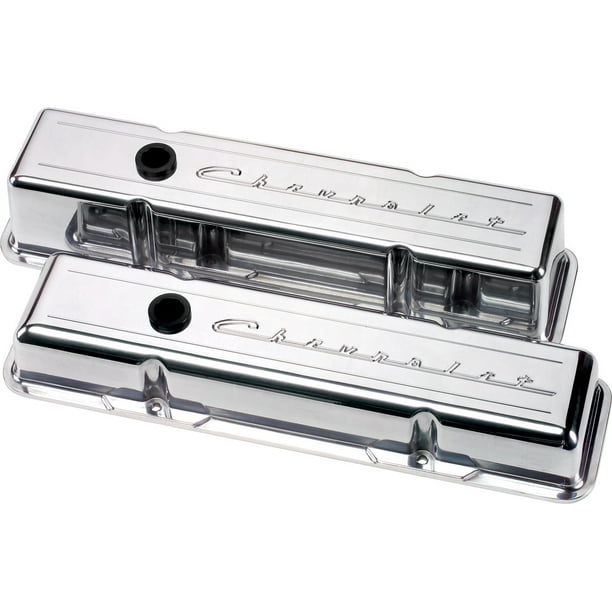 NEW BILLET SPECIALTIES SCRIPT POLISHED ALUMINUM SHORT VALVE COVER SET