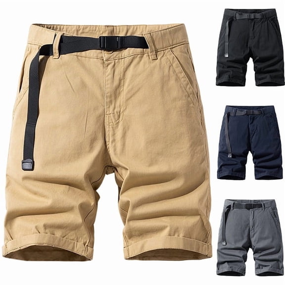 JSKUMAR Men's Tactical Cargo Shorts with Belt Relaxed Fit Casual Summer Solid Work Short with Multi Pockets Khaki,30