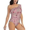 thumbnail image 3 of Honeii Cute Love for women's one-piece swimsuit featuring a chic one-shoulder design experience elegance and style in the water-Large, 3 of 6
